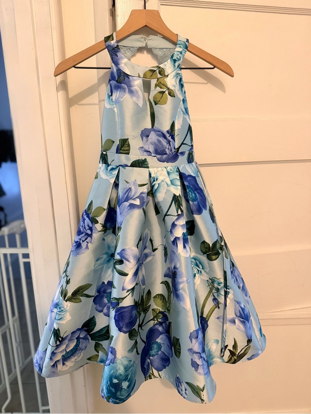 Speechless Light Blue Floral Halter Dress for Girls